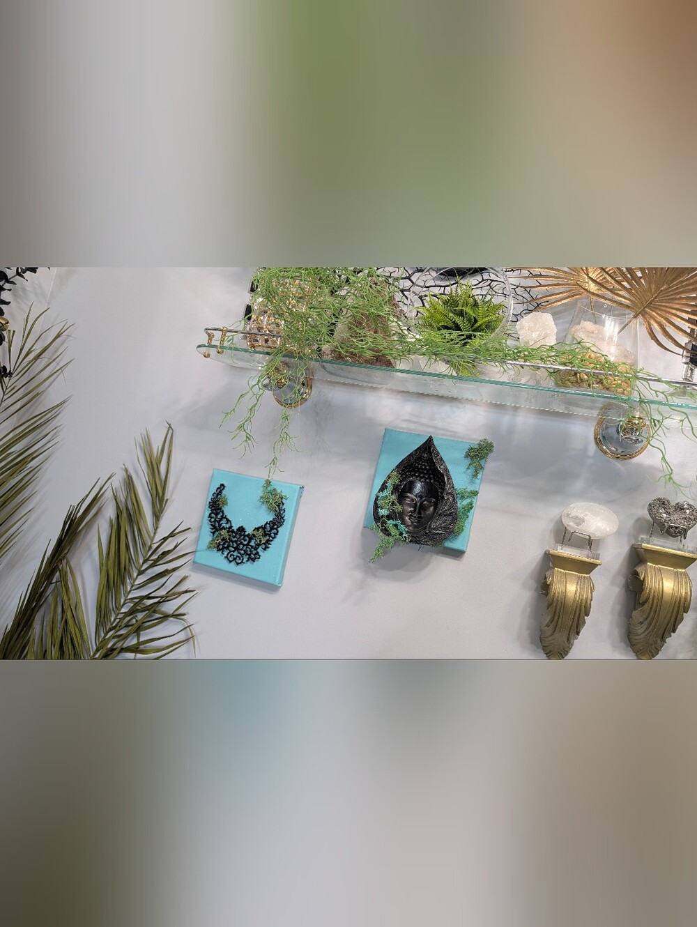 Tiffany Blue & Black Buddha Canvas Art (2pcs)